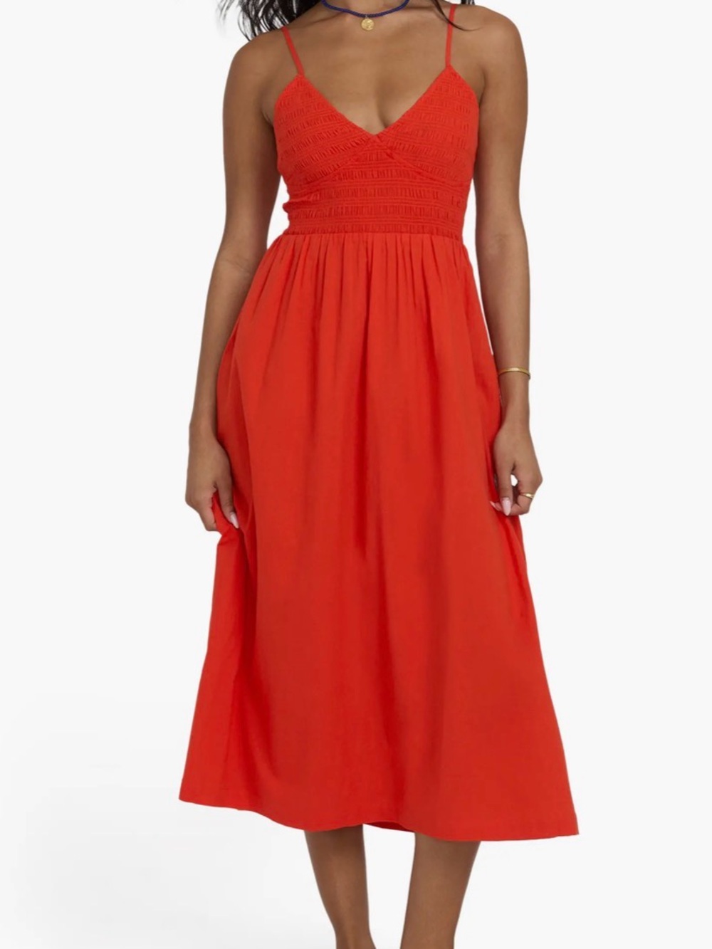 Such a Trip Smocked Bodice Cotton Midi Dress